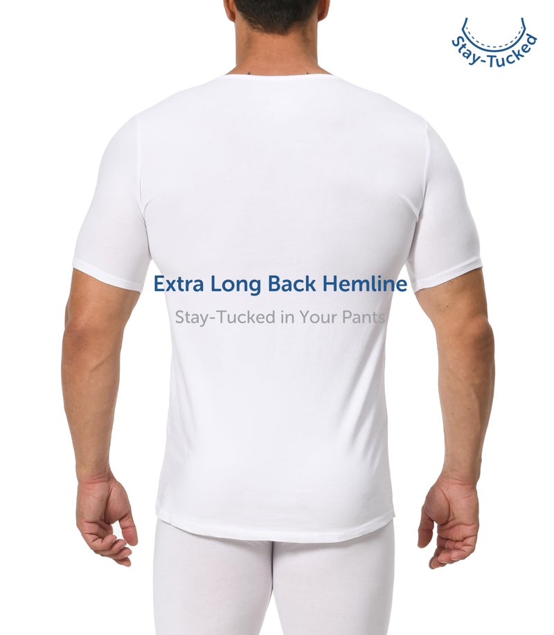 Comfneat Men's 3-Pack Undershirts Stretchy Cotton Spandex V-Neck T-Shirts (White V-Neck 3-Pack, XXL) - Image 4